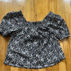 Loft Black and White Off Shoulder Top